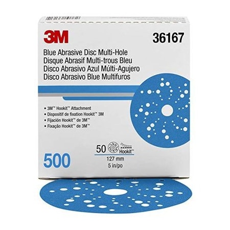 3M HOOKIT BLUE ABRASIVE DISCS 5" 500 GRIT 3M36167